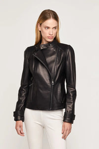 Short black leather jacket paolomoretti