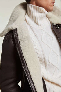 Brown shearling jacket mens paolomoretti