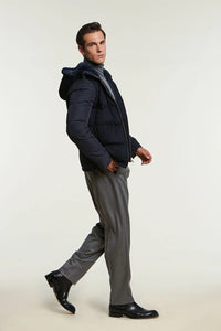 Down jacket with fur hood mens paolomoretti
