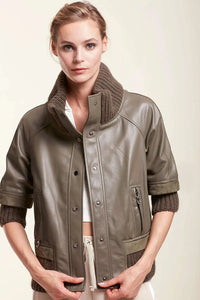 Green leather jacket paolomoretti