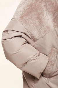 Hood puffer jacket with sheepskin paolomoretti