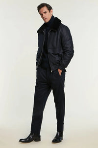 Mens bomber jacket with fur paolomoretti