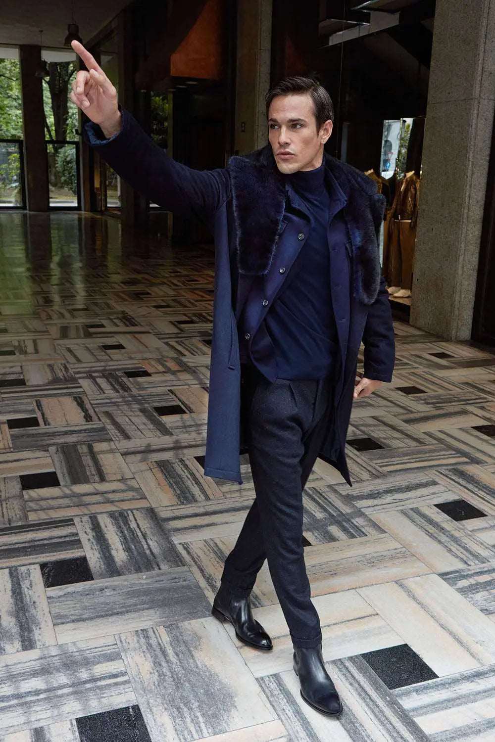 Coat Cappotto Uomo Con Pelliccia Cappotto Uomo, Slim Fit, Grigio