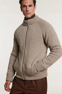 Mens knitted bomber with fur paolomoretti