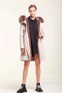 Parka puffer coat with hood fur trim paolomoretti