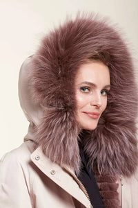 Parka puffer coat with hood fur trim paolomoretti