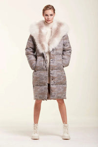 Quilted puffer coat with fur hood paolomoretti