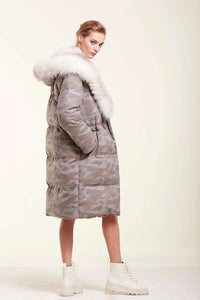 Quilted puffer coat with fur hood paolomoretti