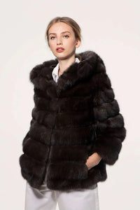 Russian sable hooded jacket paolomoretti