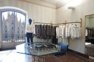 Paolo Moretti is a family company that since 1949 is in the fashion business. In the picture the Showroom located in the center of Milan, in which the company welcomes customers and exhibits the collection. Furs, parka, coats all hand made in Italy
