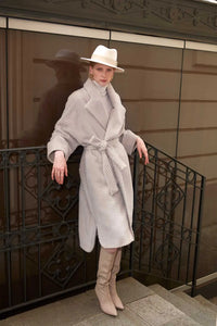 Beige long winter coat paolomoretti