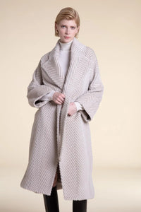 Beige long winter coat paolomoretti