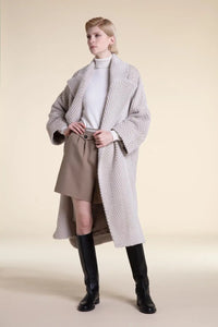 Beige long winter coat paolomoretti