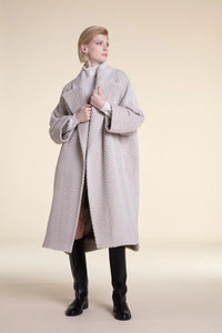 Beige long winter coat paolomoretti