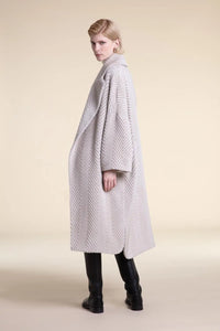 Beige long winter coat paolomoretti