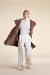 Beige shearling coat womens paolomoretti