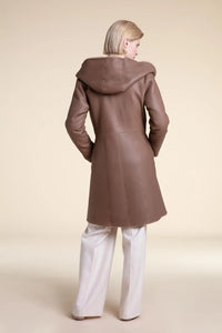 Beige shearling coat womens paolomoretti