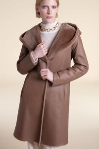 Beige shearling coat womens paolomoretti