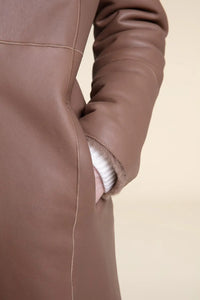 Beige shearling coat womens paolomoretti