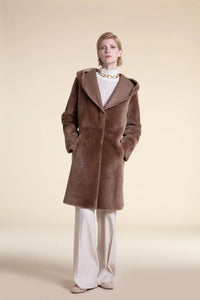 Beige shearling coat womens paolomoretti