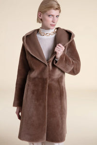 Beige shearling coat womens paolomoretti