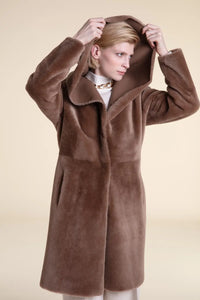 Beige shearling coat womens paolomoretti