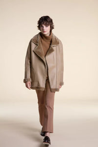 Beige shearling jacket paolomoretti