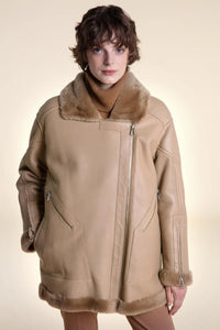 Beige shearling jacket paolomoretti