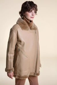 Beige shearling jacket paolomoretti