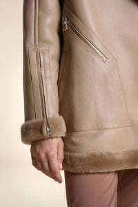 Beige shearling jacket paolomoretti