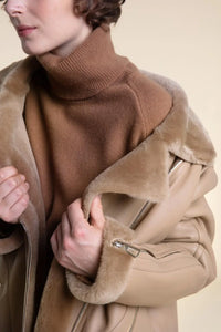 Beige shearling jacket paolomoretti