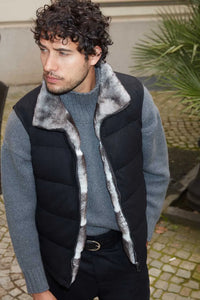 Black and grey fur vest paolomoretti