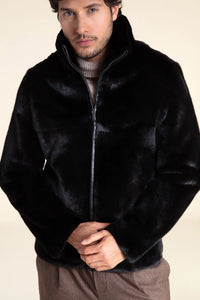 Black fur men jacket paolomoretti