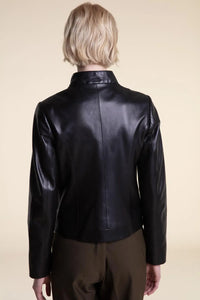 Black leather  biker jacket women paolomoretti