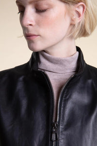 Black leather  biker jacket women paolomoretti