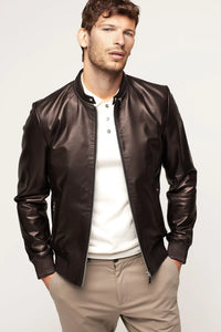 Black leather jacket for men paolomoretti
