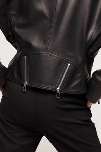 Black nappa leather jacket women paolomoretti