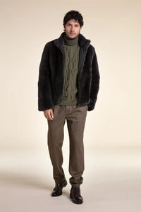 Brown fur jacket men paolomoretti