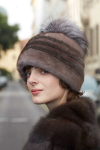 Brown mink hat paolomoretti