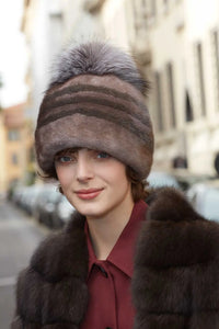 Brown mink hat paolomoretti