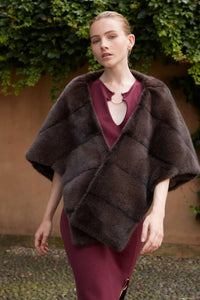 Brown mink shawl paolomoretti