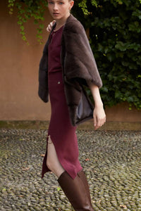 Brown mink shawl paolomoretti