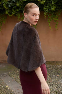 Brown mink shawl paolomoretti