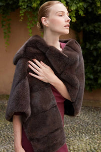 Brown mink shawl paolomoretti