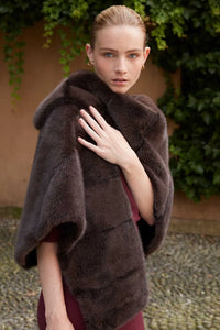 Brown mink shawl paolomoretti