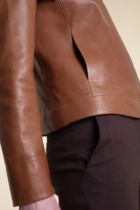 Camel leather jacket womens paolomoretti