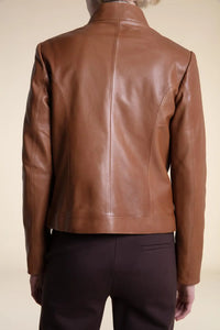 Camel leather jacket womens paolomoretti