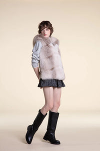 Fox fur vest with hood paolomoretti