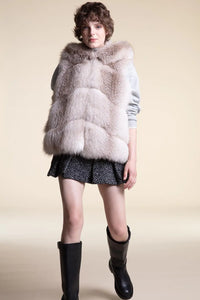 Fox fur vest with hood paolomoretti