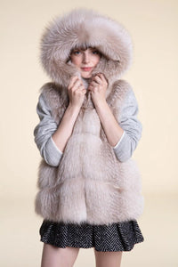 Fox fur vest with hood paolomoretti